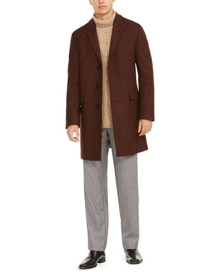 Hugo Boss Men's Migor Slim Fit Twill Overcoat Brown Size 42