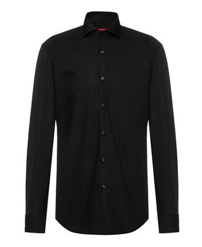 Hugo Boss Men's Slim Fit Solid Dress Shirt Black Size 17X34X35
