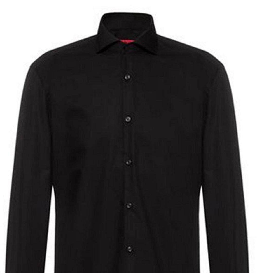 Hugo Boss Men's Slim Fit Solid Dress Shirt Black Size 17X34X35