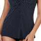 Miraclesuit Women's Pin Point Love Knot Tankini Top Swimsuit Blue Size 8