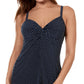 Miraclesuit Women's Pin Point Love Knot Tankini Top Swimsuit Blue Size 8