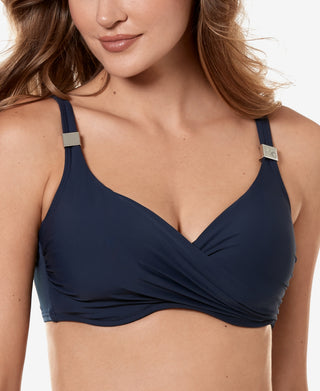 Miraclesuit Women's Surplice Underwire Bikini Top Blue Size 36DDD