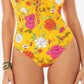 Skinny Dippers Women's Mac & Cheese Sirene Lace Up One Piece Swimsuit Yellow Size Medium