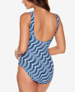 Miraclesuit Women's Hypnotique Crisscross One Piece Swimsuit Blue Size 12