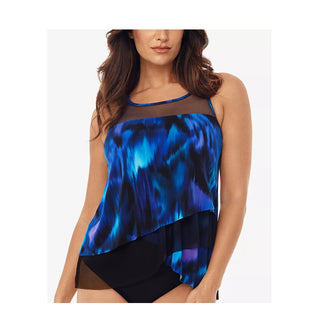 Miraclesuit Women's Nuage Mirage Tankini Top Swimsuit Blue Size 8