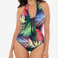 Skinny Dippers Women's Sirene Halter One Piece Swimsuit Black Multi Size Medium