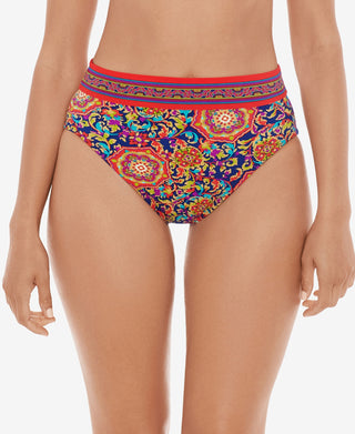 Skinny Dippers Women's Palais Sophie High Waist Bikini Bottoms Swimsuit Blue Size Large