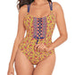 Skinny Dippers Women's Isabelle Suga Babe One Piece Swimsuit Brown Size Small