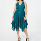 Taylor Women's V Neck Lace Midi Dress Green Size 6