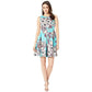 Taylor Women's Boat Neck Sleeveles Floral Print Scuba Dress Blue Size 6