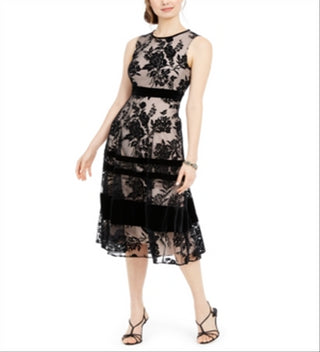 Taylor Women's Lace & Velvet Overlay Dress Black Size 14