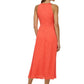 DKNY Women's Halter Neck Twist Waist Sleeveless Midi Dress Orange Size 12