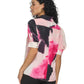 DKNY Women's Mock Neck Puffed Short Sleeve Top Pink Size Large