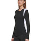 DKNY Women's Contrast Shoulder Sweater Black Size Medium