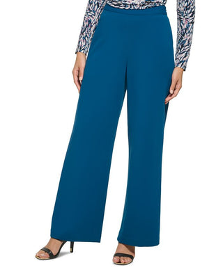 DKNY Women's Side Zip Wide Leg Pants Blue Size 14