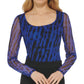 DKNY Women's Snake Print Mesh Bodysuit Blue Size X-Large