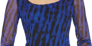 DKNY Women's Snake Print Mesh Bodysuit Blue Size X-Large