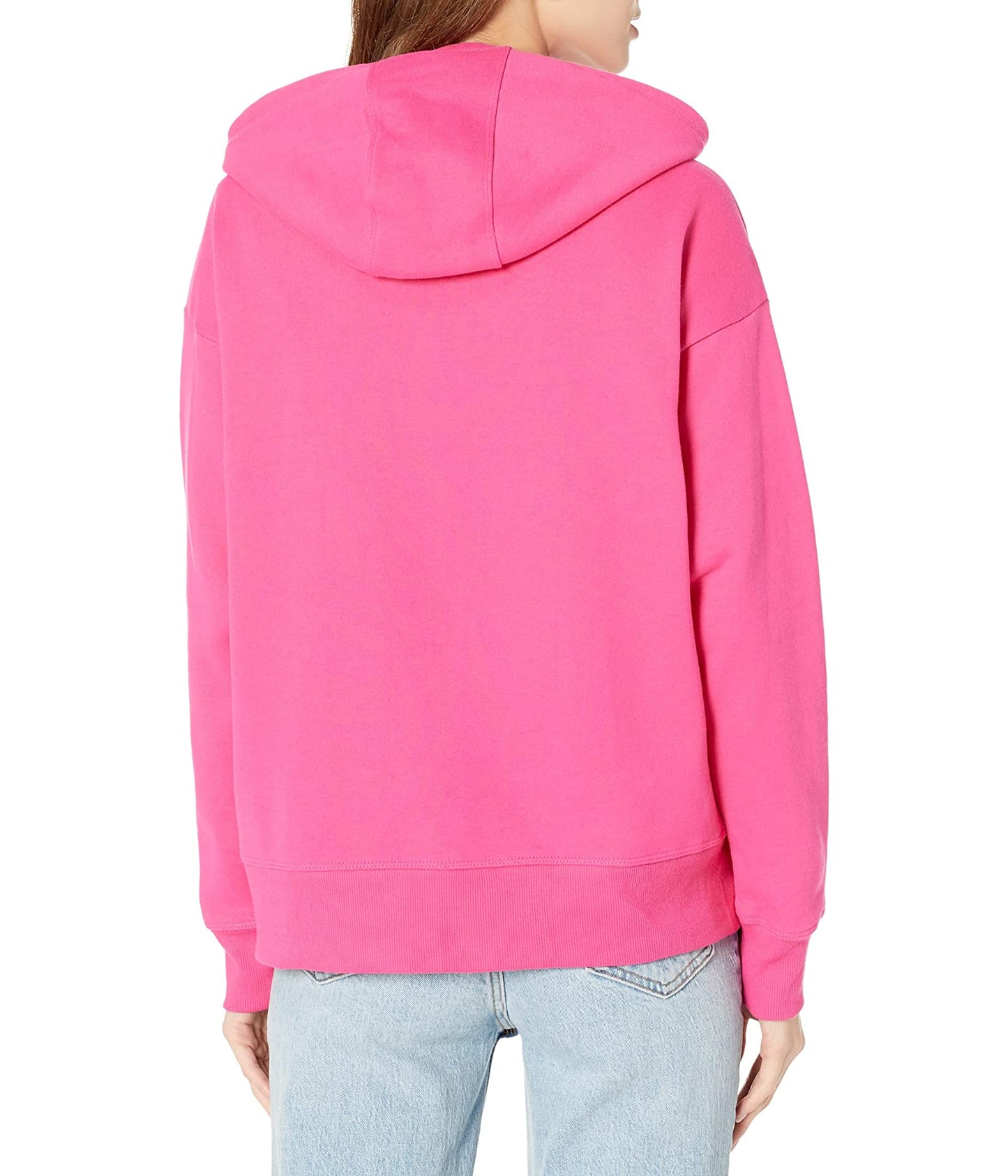 DKNY Women's Metallic Logo Hoodie Pink Size S