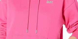 DKNY Women's Metallic Logo Hoodie Pink Size S