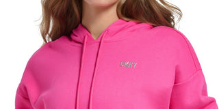 DKNY Women's Metallic Logo Hoodie Pink Size S