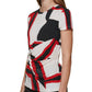 DKNY Women's Printed Side Knot Short Sleeve Knit Top Red Size Petite Small