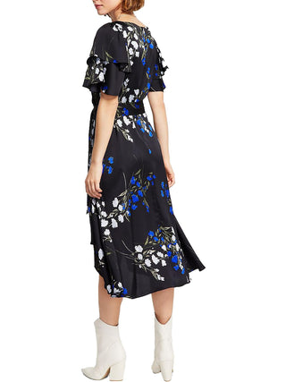 DKNY Women's Belted Midi Wrap Dress Black Size 2