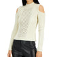 Donna Karan Women's Crystal Chain Cold Shoulder Sweater White Size XX-Small