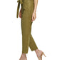 DKNY Women's Faux Suede Tie Front High Waisted Pants Green Size 12