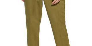 DKNY Women's Faux Suede Tie Front High Waisted Pants Green Size 12