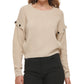 DKNY Women's Drop Shoulder Long Sleeve Sweater Beige Size X-Large