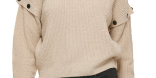DKNY Women's Drop Shoulder Long Sleeve Sweater Beige Size X-Large