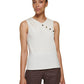 DKNY Women's Sleeveless Asymmetrical Embellished Neckline Blouse White