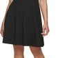 DKNY Women's Short Sleeve Fit & Flare Cutout Dress Black Size 14