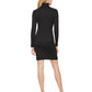 DKNY Women's Turtleneck Ribbed Cutout Sweater Dress Black Size Medium