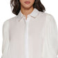 DKNY Women's Puff Sleeve Crop Satin Blouse White Size Large