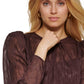 DKNY Women's Metallic Long Sleeve Blouse Red Size Medium
