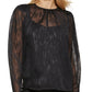DKNY Women's Metallic Long Sleeve Blouse Black Size Large