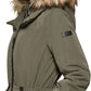 DKNY Women's Faux Fur Trim Hooded Green Size X-Small