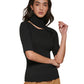 DKNY Women's Cutout Elbow Sleeve Turtleneck Rib Sweater Black Size Medium