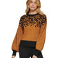 DKNY Women's Sequined Puff Sleeve Sweater Black Size Large