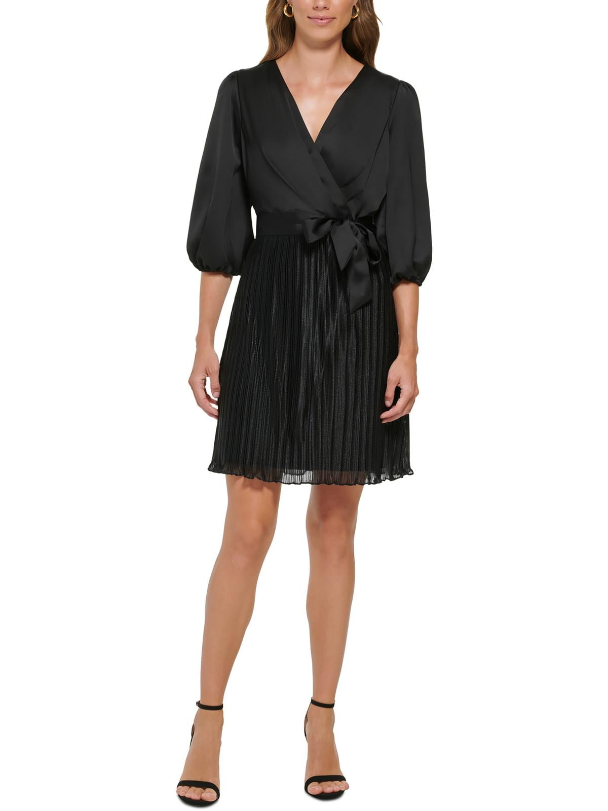 DKNY Women's Pleated Mini Fit & Flare Dress Black Size 6
