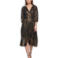 DKNY Women's Metallic Chiffon Faux Wrap Dress Black Size 14