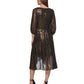 DKNY Women's Metallic Chiffon Faux Wrap Dress Black Size 14