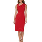 DKNY Women's Asymmetrical Neck Ruched Midi Dress Red Size 12