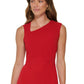 DKNY Women's Asymmetrical Neck Ruched Midi Dress Red Size 12