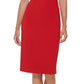 DKNY Women's Asymmetrical Neck Ruched Midi Dress Red Size 12