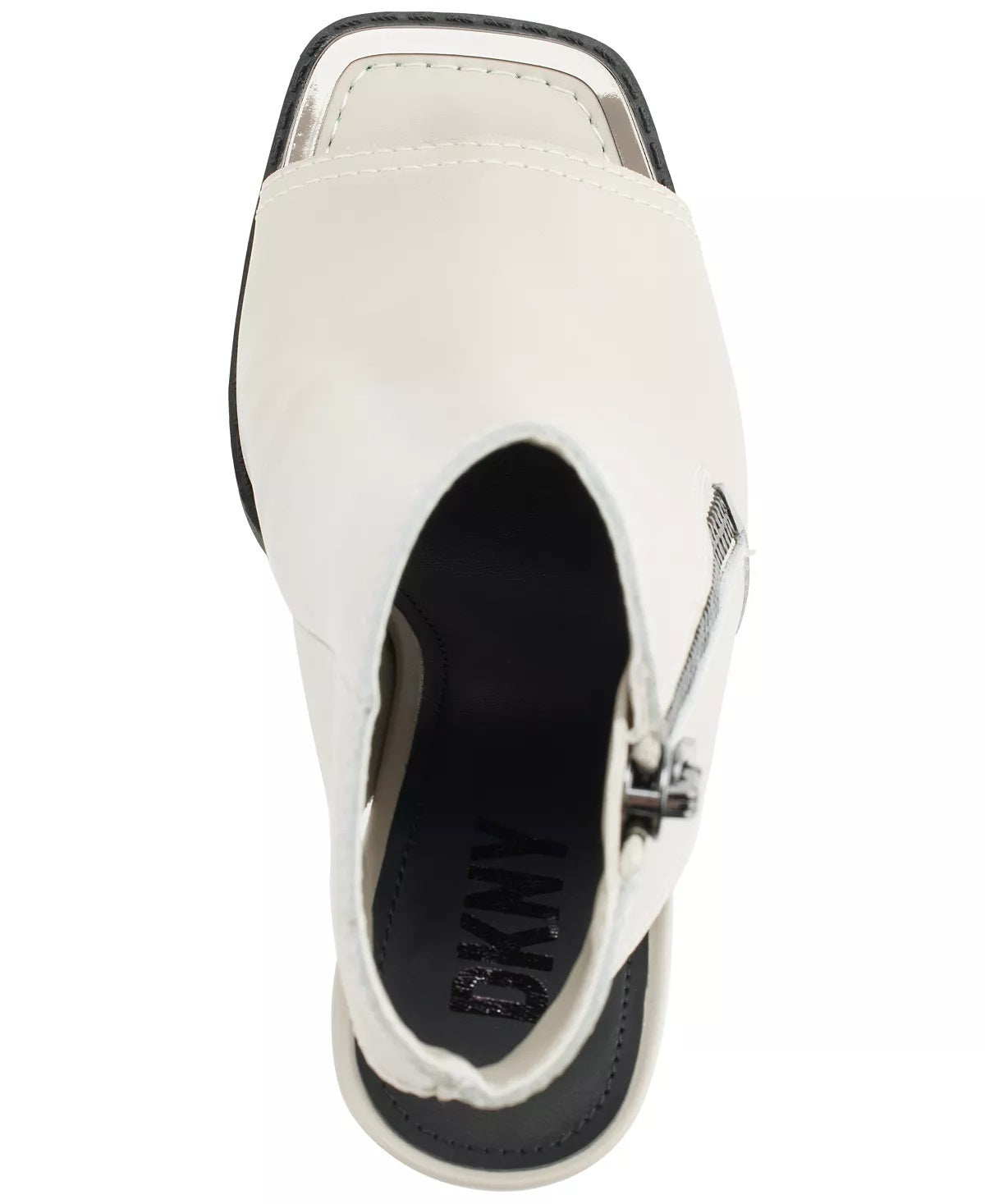 DKNY Women's Malia Square Toe Zip Shooties White Size 8.5