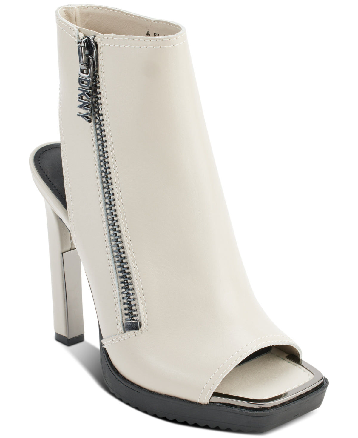 DKNY Women's Malia Square Toe Zip Shooties White Size 8.5
