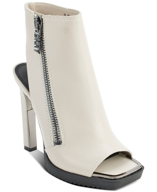 DKNY Women's Malia Square Toe Zip Shooties White Size 8.5