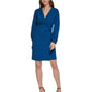 DKNY Women's Long Sleeve Surplice Neck Faux Wrap Dress Blue Size 10